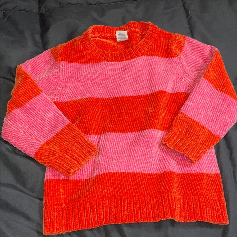 Striped velvet like sweater